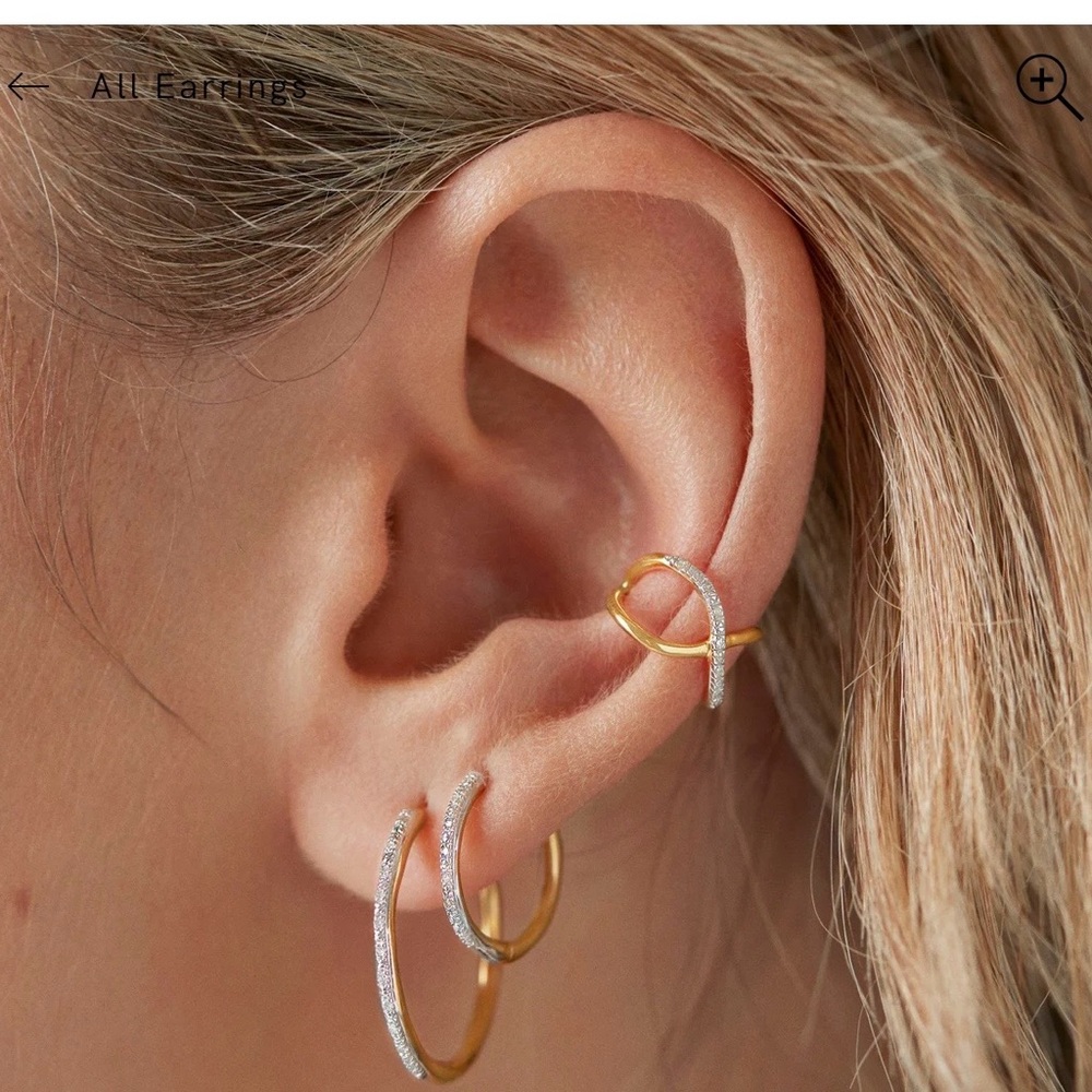 MONICA VINADER Gold Hoop and Pave Ear Cuff Set